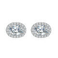 wholesale 925 Sterling Silver Elegant Moissanite Stud Earrings With Classic Halo Design – Luxury Jewelry-0-0