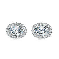 wholesale 925 Sterling Silver Elegant Moissanite Stud Earrings With Classic Halo Design – Luxury Jewelry-undefined
