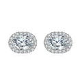 wholesale 925 Sterling Silver Elegant Moissanite Stud Earrings With Classic Halo Design – Luxury Jewelry-0-5