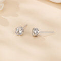 wholesale 925 Sterling Silver Classic Round Moissanite Stud Earrings In Silver: Timeless Elegance For Everyday Wear-0-1