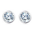 wholesale 925 Sterling Silver Classic Round Moissanite Stud Earrings In Silver: Timeless Elegance For Everyday Wear-0-4