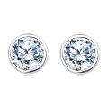 wholesale 925 Sterling Silver Classic Round Moissanite Stud Earrings In Silver: Timeless Elegance For Everyday Wear-0-0
