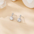 wholesale 925 Sterling Silver Elegant Plated with White Gold Moissanite Stud Earrings With Floral Accent-0-2