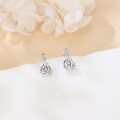 wholesale 925 Sterling Silver Elegant Plated with White Gold Moissanite Stud Earrings With Floral Accent-0-1