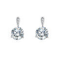 wholesale 925 Sterling Silver Elegant Plated with White Gold Moissanite Stud Earrings With Floral Accent-0-5