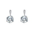 wholesale 925 Sterling Silver Elegant Plated with White Gold Moissanite Stud Earrings With Floral Accent-0-0