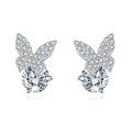 wholesale 925 Sterling Silver Elegant Butterfly Moissanite Stud Earrings In Sterling Silver-0-0