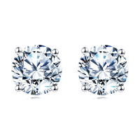 wholesale 925 Sterling Silver Elegant Sparkling Moissanite Stud Earrings In Plated with White Gold On Blush Pink Backdrop-undefined