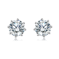 wholesale 925 Sterling Silver Elegant Moissanite Stud Earrings In Silver: Timeless Beauty Meets Modern Simplicity-undefined