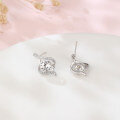 wholesale 925 Sterling Silver Elegant Moissanite Stud Earrings With Twisted Silver Design-0-1