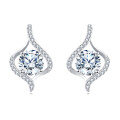 wholesale 925 Sterling Silver Elegant Moissanite Stud Earrings With Twisted Silver Design-0-4