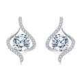 wholesale 925 Sterling Silver Elegant Moissanite Stud Earrings With Twisted Silver Design-0-0