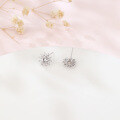 wholesale 925 Sterling Silver Elegant Floral Moissanite Earrings With Radiant Center Stone-0-4