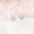 wholesale 925 Sterling Silver Elegant Floral Moissanite Earrings With Radiant Center Stone-0-1