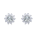 wholesale 925 Sterling Silver Elegant Floral Moissanite Earrings With Radiant Center Stone-0-5