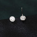 wholesale 925 Sterling Silver Elegant Moissanite Halo Stud Earrings On Black Wood With Teal Background-0-1