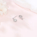 wholesale 925 Sterling Silver Elegant Moissanite Halo Earrings Radiating Sophistication-0-1