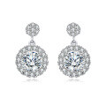 wholesale 925 Sterling Silver Elegant Moissanite Halo Earrings Radiating Sophistication-0-2