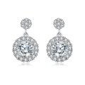 wholesale 925 Sterling Silver Elegant Moissanite Halo Earrings Radiating Sophistication-0-0
