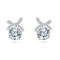 wholesale 925 Sterling Silver Elegant Moissanite Bow Earrings In Sterling Silver-0-0