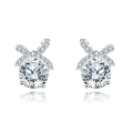 wholesale 925 Sterling Silver Elegant Moissanite Bow Earrings In Sterling Silver-0-5
