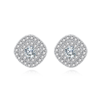 wholesale 925 Sterling Silver Elegant Moissanite-studded Silver Stud Earrings: Timeless Beauty For Everyday Luxury-undefined