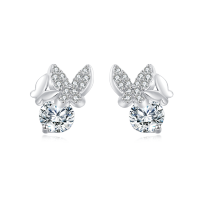 wholesale 925 Sterling Silver Elegant Butterfly Moissanite Earrings In Silver Studs-undefined