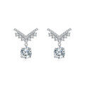 wholesale 925 Sterling Silver Sparkling Moissanite Silver Earrings: Elegant Cross Design With Drop Accent-0-4