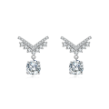wholesale 925 Sterling Silver Sparkling Moissanite Silver Earrings: Elegant Cross Design With Drop Accent-0-0