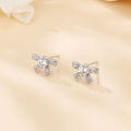 wholesale 925 Sterling Silver Elegant Moissanite Bow Stud Earrings In Plated with White Gold Setting-0-4