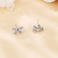 wholesale 925 Sterling Silver Elegant Moissanite Bow Stud Earrings In Plated with White Gold Setting-0-1