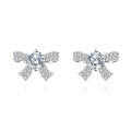 wholesale 925 Sterling Silver Elegant Moissanite Bow Stud Earrings In Plated with White Gold Setting-0-0