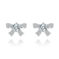 wholesale 925 Sterling Silver Elegant Moissanite Bow Stud Earrings In Plated with White Gold Setting-0-5
