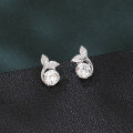 wholesale 925 Sterling Silver Elegant Moissanite Leaf Earrings In Sterling Silver With Sparkling Accents-0-4