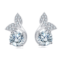 wholesale 925 Sterling Silver Elegant Moissanite Leaf Earrings In Sterling Silver With Sparkling Accents-0-5