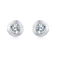 wholesale 925 Sterling Silver Elegant Moissanite Stud Earrings On Black Leather With Green Velvet Background-undefined