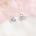 wholesale 925 Sterling Silver **triple Moissanite Cluster Earrings In Plated with White Gold**-0-5