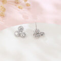 wholesale 925 Sterling Silver **triple Moissanite Cluster Earrings In Plated with White Gold**-0-1