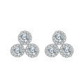 wholesale 925 Sterling Silver **triple Moissanite Cluster Earrings In Plated with White Gold**-0-0