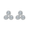 wholesale 925 Sterling Silver **triple Moissanite Cluster Earrings In Plated with White Gold**-0-4