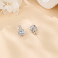 wholesale 925 Sterling Silver Elegant Cushion-cut Moissanite Halo Earrings With Pavé Accents In Sterling Silver-0-1