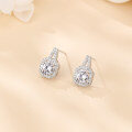 wholesale 925 Sterling Silver Elegant Cushion-cut Moissanite Halo Earrings With Pavé Accents In Sterling Silver-0-4