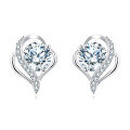 wholesale 925 Sterling Silver Elegant Heart-shaped Moissanite Earrings-0-4