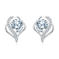 wholesale 925 Sterling Silver Elegant Heart-shaped Moissanite Earrings-0-5