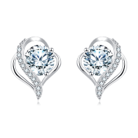 wholesale 925 Sterling Silver Elegant Heart-shaped Moissanite Earrings-undefined