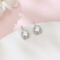 wholesale 925 Sterling Silver Elegant Square Halo Moissanite Earrings With Round Center Stone-0-1