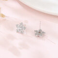 wholesale 925 Sterling Silver Elegant Snowflake Moissanite Earrings-0-3