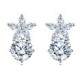 wholesale 925 Sterling Silver Elegant Floral Moissanite Stud Earrings-0-0