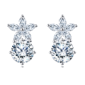 wholesale 925 Sterling Silver Elegant Floral Moissanite Stud Earrings-0-5