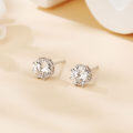 wholesale 925 Sterling Silver Elegant Silver Moissanite Stud Earrings On White Marble Display-0-1